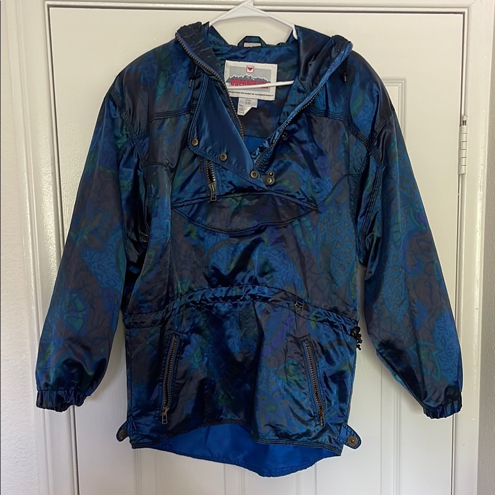 Obermeyer Blue Ski Jacket with Hood and Reflective Finish